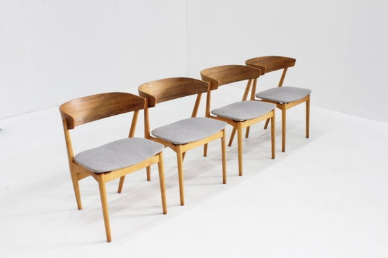 Image 1 of Vintage Deense eetkamerstoelen model 7 Helge Sibast set van 4