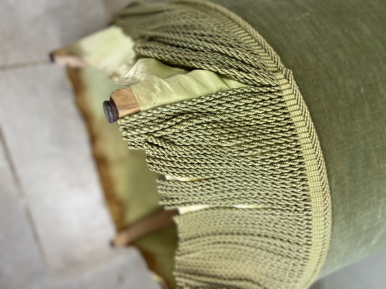 Image 1 of Amandelgroene fluwelen paddenstoelfauteuil