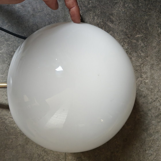 Image 1 of Vintage 1970s Opaline Globe Pendant Lamp – Space Age Design – Rewired