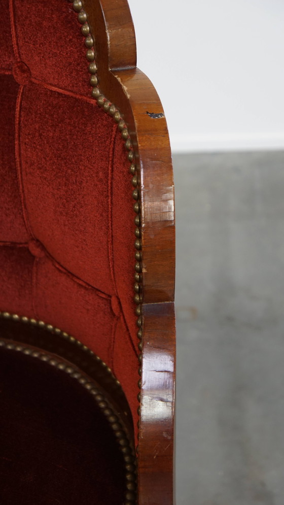 Image 1 of Art Deco Dining/Side Chair mit roter Polsterung