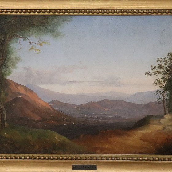 Image 1 of Panoramic View of Naples, Oil Painting on Canvas, Italy 19th Century