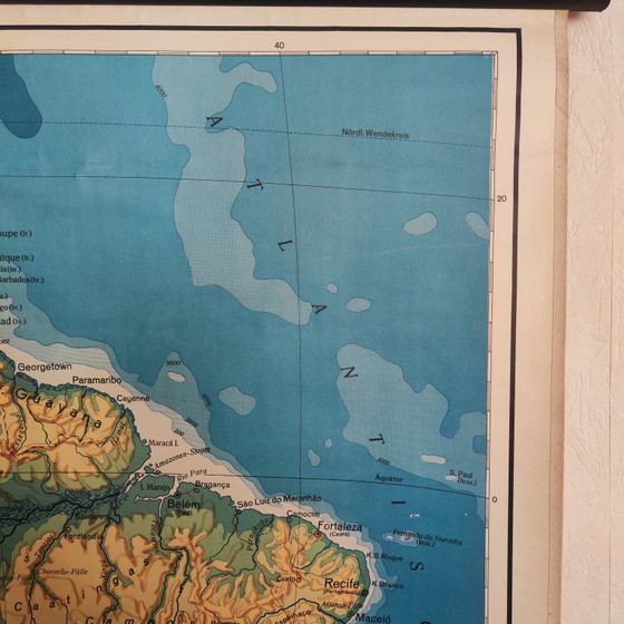 XXL Vintage School Map / Topography of South America / 1950 – Wall decoration, Textile (photo 7 of 10)