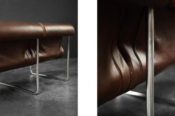 Image 1 of Divano da salotto a 2 posti con struttura in acciaio marrone, vintage metà secolo, Germania moderna, anni '70