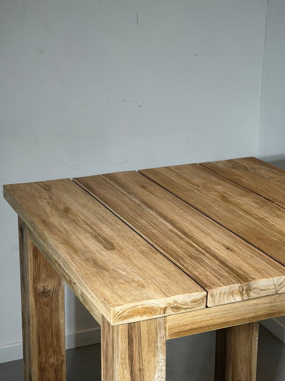 Mesa de bar exterior de teca maciza – 105 cm – Nueva – 80 x 80 cm – Alta calidad – Mesas de jardín (photo 3 of 6)