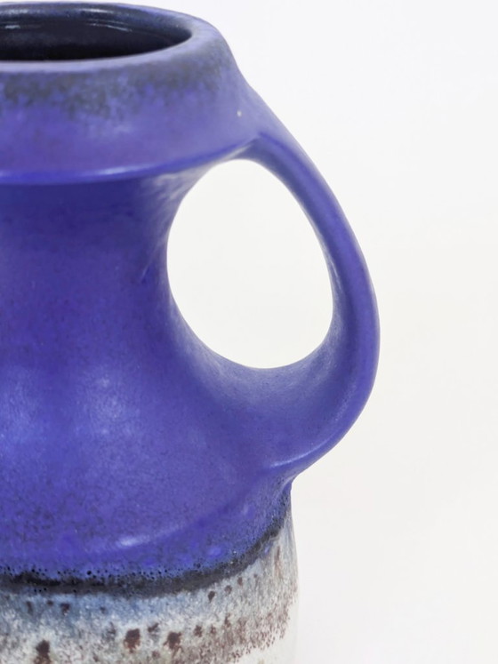 Image 1 of Steuler Keramik West-Duitsland vaas met blauw handvat, Fat Lava MCM 315/15 Cari Zalloni stijl
