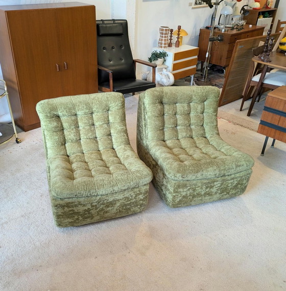 Vintage, Retro set di 2 divani modulari lounge. – Velluto (photo 13 of 13)