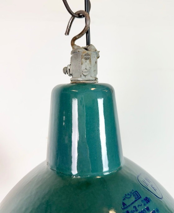 Image 1 of Industriële hanglamp van petroleum-email, jaren 60