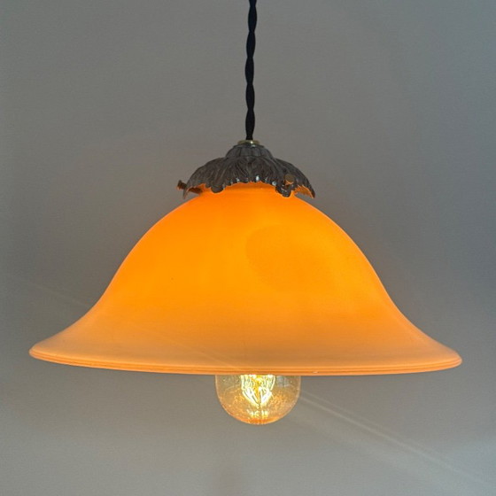 PAIR OF VINTAGE PINK OPALINE CONICAL PENDANT LIGHTS – Pendant lamps, Glass (photo 2 of 6)