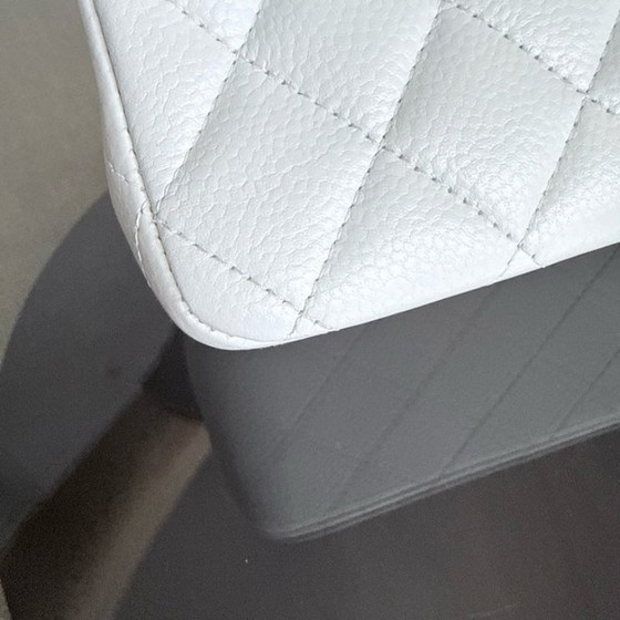 Image 1 of Chanel Classic Flap Medium - Caviar Quilted White Silver Hardware Series 18