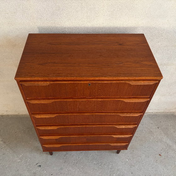 Image 1 of Danish Teak Chest of Drawers with 6 Drawers — Vintage