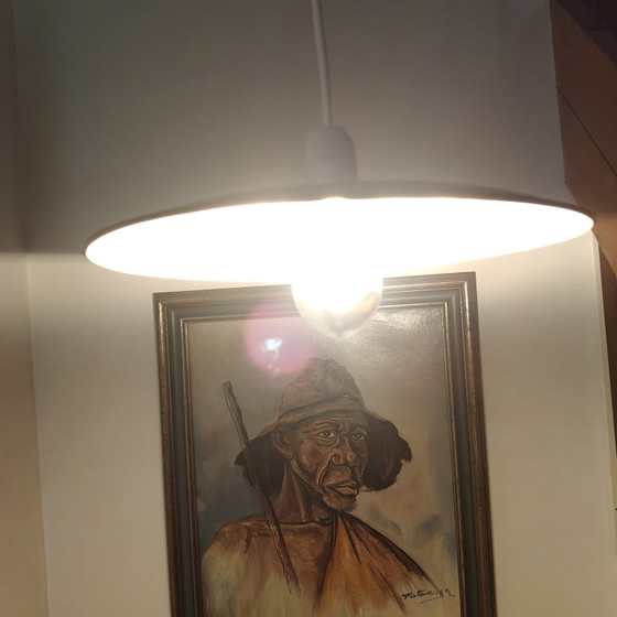 Lampada a sospensione vintage industriale in smalto – Verde scuro/Bianco – Ø25cm – Lampade a sospensione (photo 10 of 10)