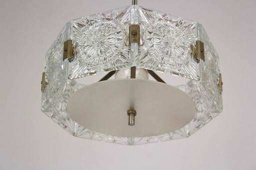 Vintage Sculptural Glass Pendant Lamp attributed to Kamenický Šenov, 1970s
