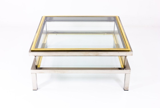 Image 1 of Brass and Chrome sliding top table