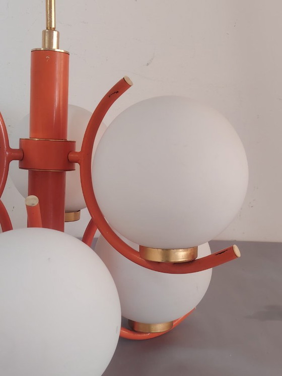 Image 1 of Lampe suspendue futuriste Spoutnik de l'ère spatiale, attribuée à Richard Essig
