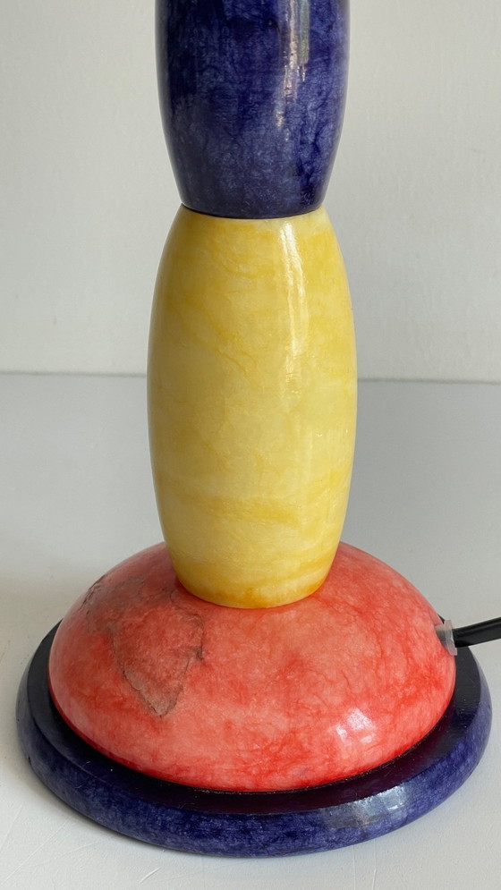 Image 1 of LAMPE Pierre d'ALBATRE Blue, Yellow and Red 80s