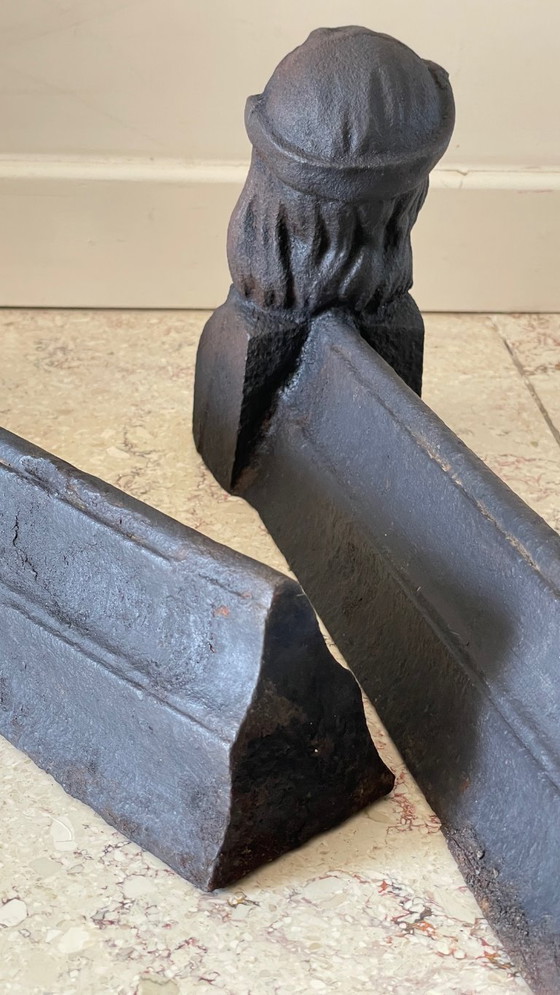 Image 1 of Paire de CHENETS Anciens Fonte d'Acier VINTAGE