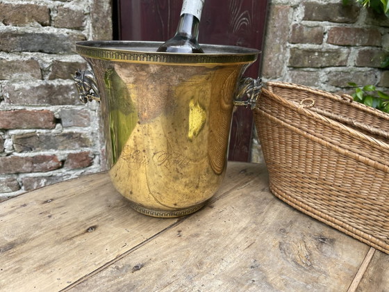 Image 1 of Enfriador de champán Enfriador de vino Louis Roederer plateado con cabezas de caballos