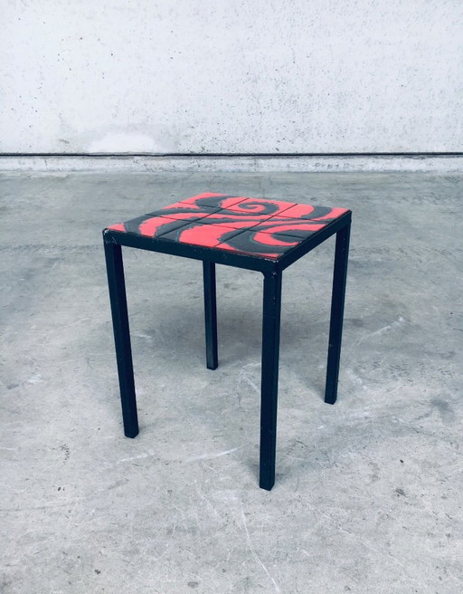 Midcentury Modern Ceramic Top Side Table, Belgium 1960's