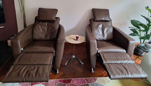2x Sillón relax FSM - cuero marrón