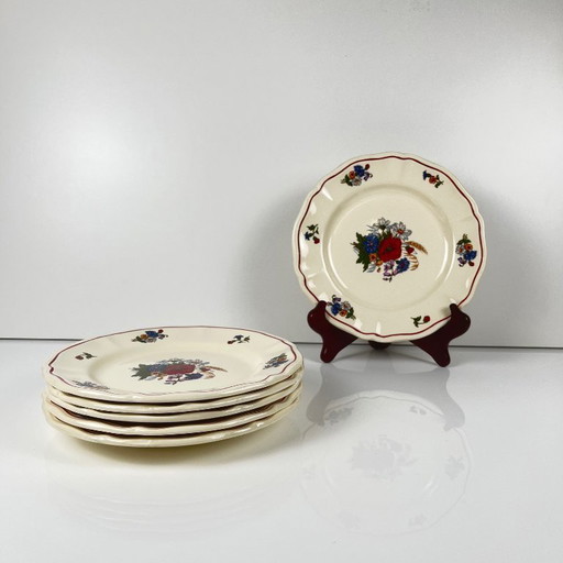Set of 6 "Agreste" dessert plates, Sarreguemines, 20th century.