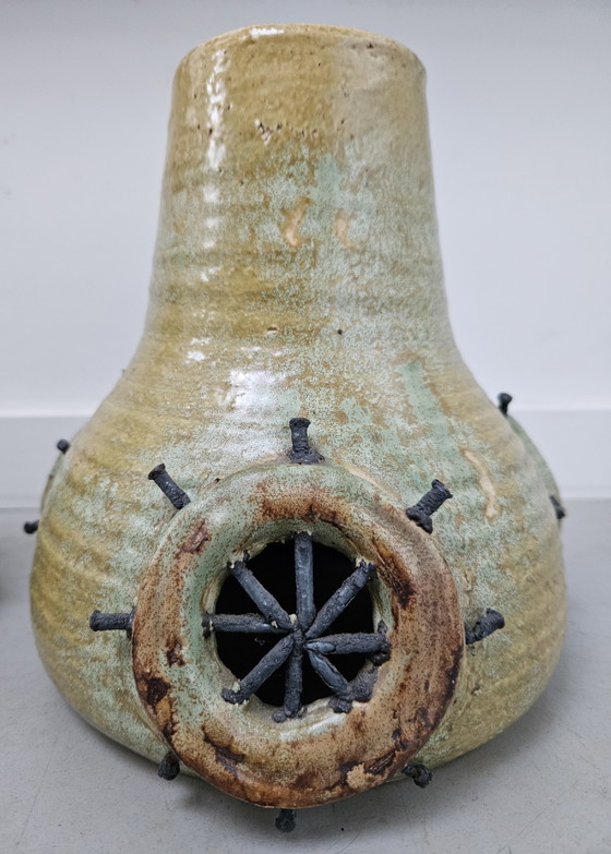 Image 1 of Set di lampade a sospensione brutaliste in ceramica, anni '70