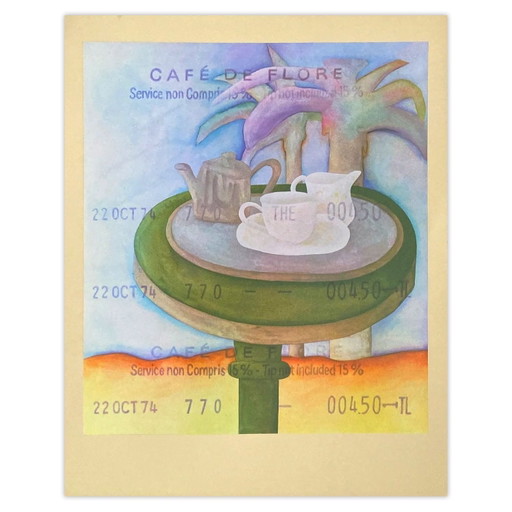 Lee BREVARD zeefdruk Café de Flore 1974 – lithos zeefdrukken, Paper (photo 2 of 5)