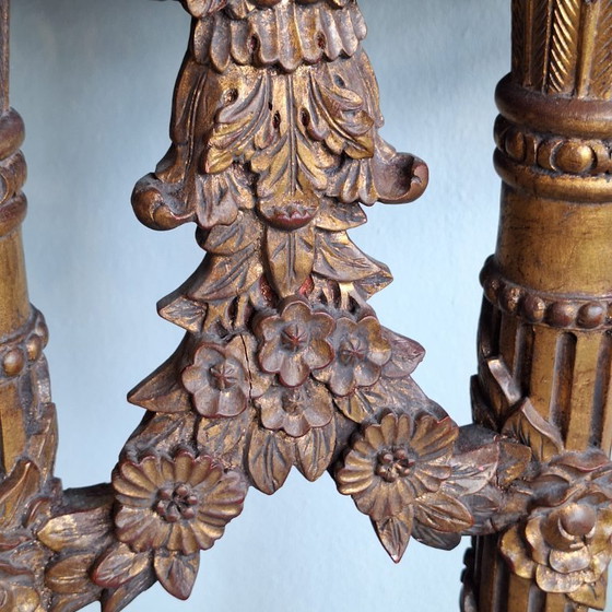 Image 1 of Console murale demi-lune de style baroque français avec plateau en marbre