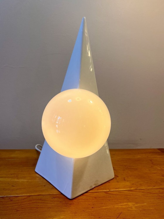 Image 1 of Ceramic Pyramid Lamp Delfts Wit Holland