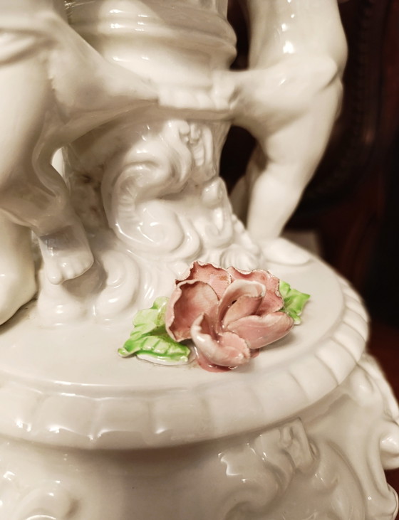 Vintage Porcelain Cherub Table Lamp 62 cm (photo 11 of 15)