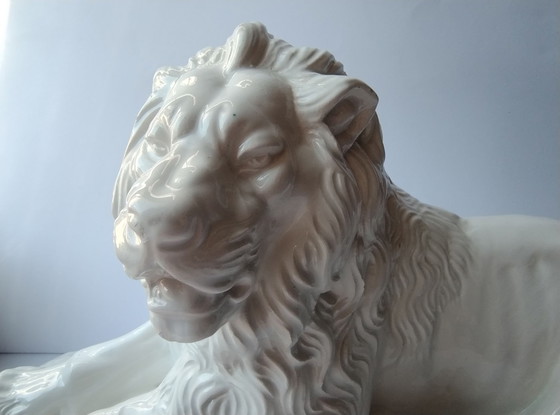 Rare Pair White Ceramic Lion Sculptures Mottahedeh Design Italy, Decorative Objects, Porcelain (photo 14 of 15)