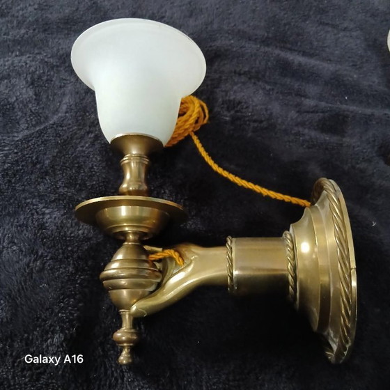 Image 1 of Espléndidos apliques de pared grandes con manecillas de bronce macizo