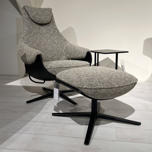 LEOLUX - CREAM ARMCHAIR WITH POUF