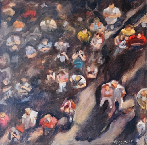Oil painting crowd