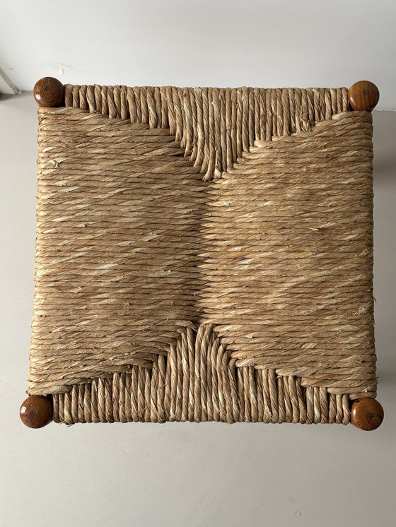 Image 1 of JUEGO DE 4 TABURETES BAJOS DE MADERA Y JUNCILLO DE JOHAN VAN HEUVEL PARA AD VORM, DÉCADA DE 1960