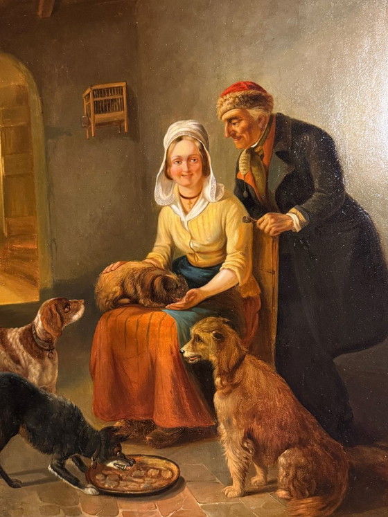 Image 1 of Zacharia Noterman (1823 - 1890) - dipinto ad olio del XIX secolo