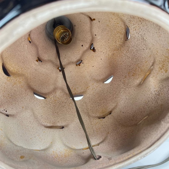 Image 1 of Large ceramic table lamp in "scale" pattern, 1970, double bulbs