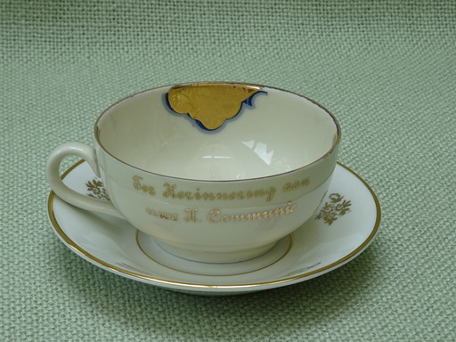 Limoges/Bavaria Tasse à café/Saucière - peint à la main en or