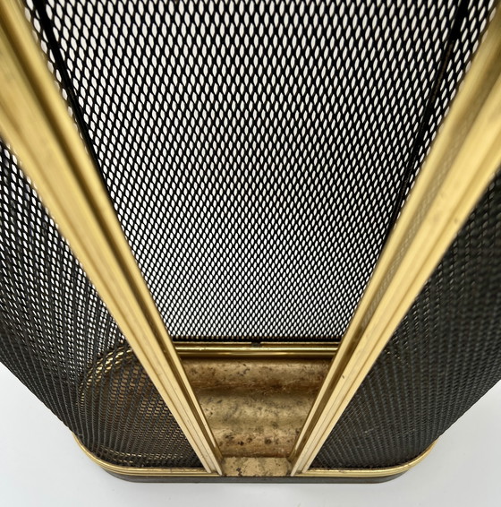 Image 1 of Elegante porta legna/porta giornali – rete metallica con cornice in ottone