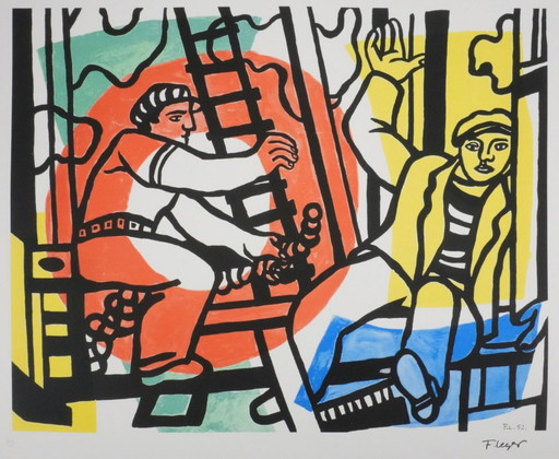 Fernand Leger : Les Constructeurs, Lithographie Signée – lithos zeefdrukken, Paper (photo 2 of 9)