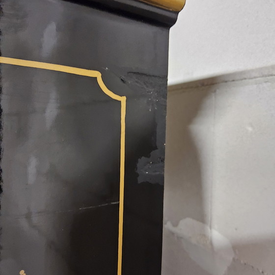 Image 1 of Vintage Chinese zwarte lakkast vogels en bloemen bohemian /bohemian kast (tv kast) oosterse kast 