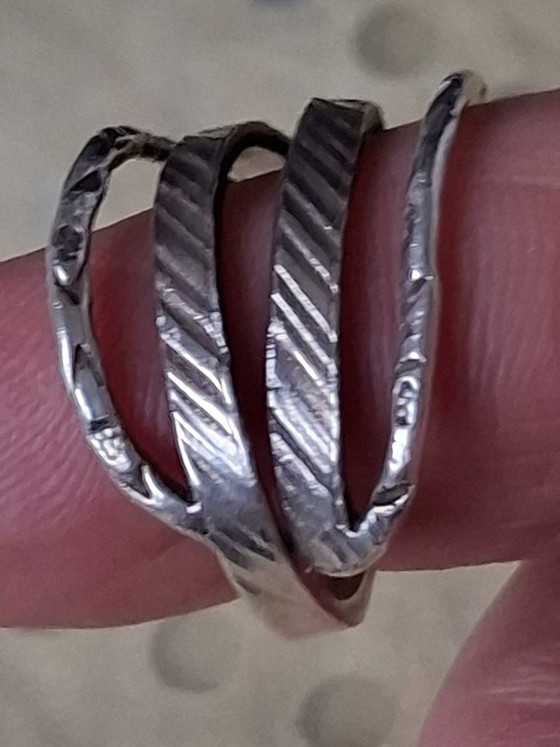 Image 1 of Moderne sterling zilveren ring, maat 64 (verstelbaar)