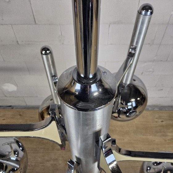 Image 1 of Grote Chromen Vintage Space Age Gaetano Sciolari hanglamp (70s) Itiliaans design (kroonluchter) bol lampen 