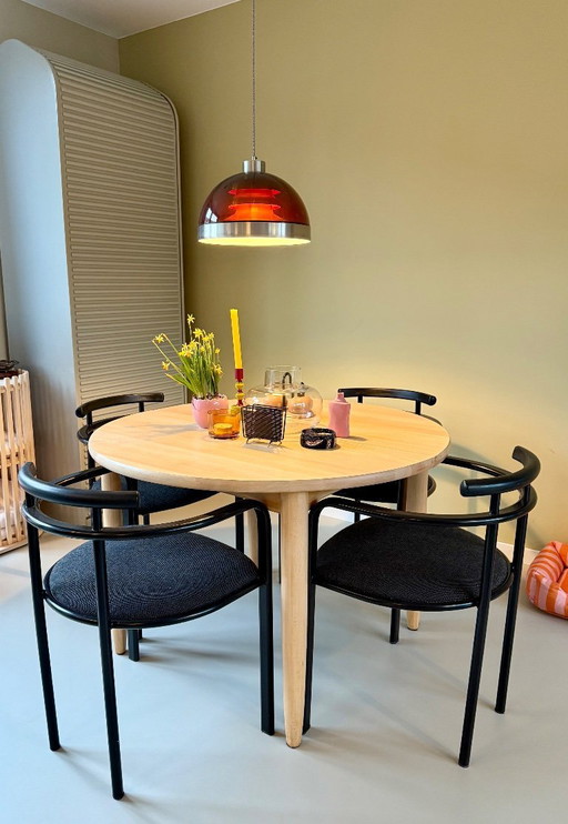 Set of 4 ‘Segis’ dining chairs by Carlo Bimbi for Martina - Italy, 1980s / black with grey upholstery
