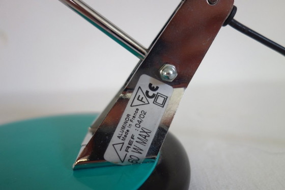Lampe de Bureau Vintage par Aluminor, France, 1970s, Métal, Chrome, Turquoise (photo 10 sur 12)