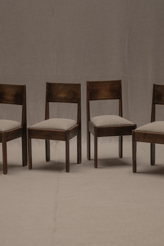 Image 1 of Früher Satz minimalistischer Esszimmerstühle, Haagse Schule