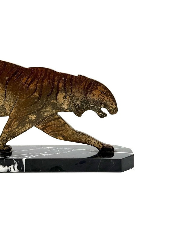 Image 1 of Art-Déco-Tigre-Skulptur aus Bronze, Frankreich, ca. 1930