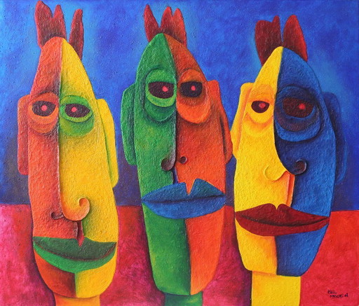 Large structural painting '3 heads'