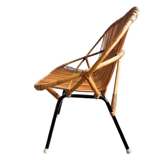 Image 1 of Vintage mid-century rattan sofa bench Rohe Noordwolde 1960s