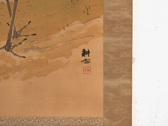Antique Japanese kakejiku of a crane in colour on paper – Japan, circa 1900 – Paintings & Drawings, Wood (photo 36 of 40)