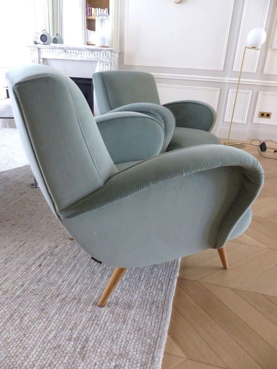 Image 1 of Paire de fauteuil en velours design BRANCO Sobre BRANCO style Mid-century / Années 50